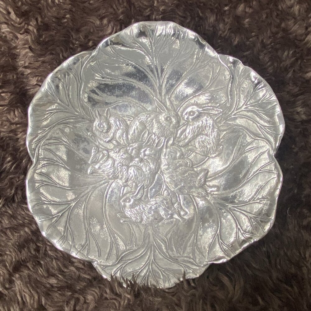 Vintage Arthur Court Aluminum Bunny Rabbit Bowl 8" 1990